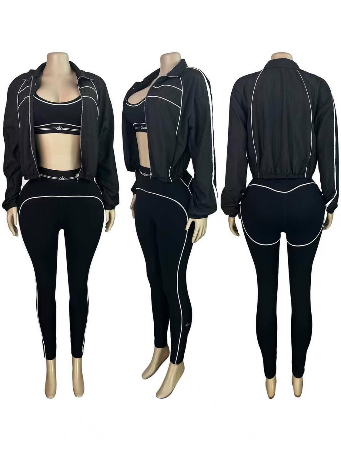 Alo Set + Jacket BLACK