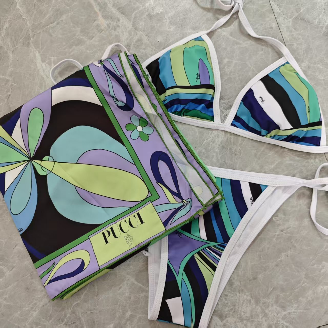 Pucci Swim 2Pc W/Wrap (Aqua)