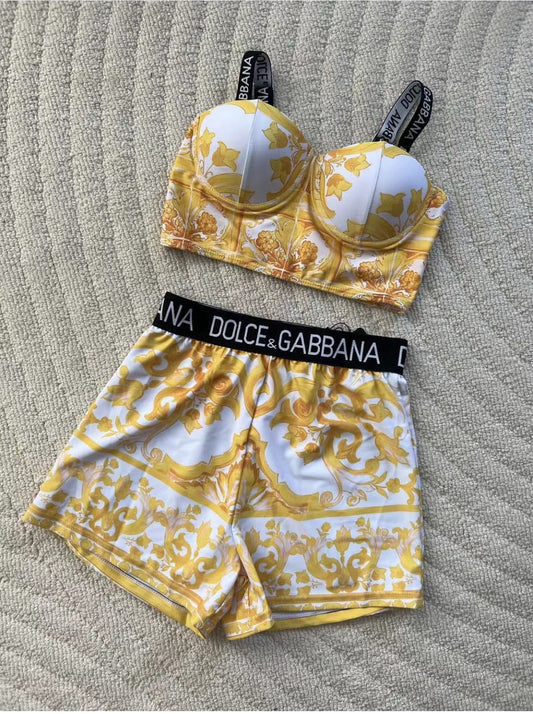 Yellow D & G Short Set